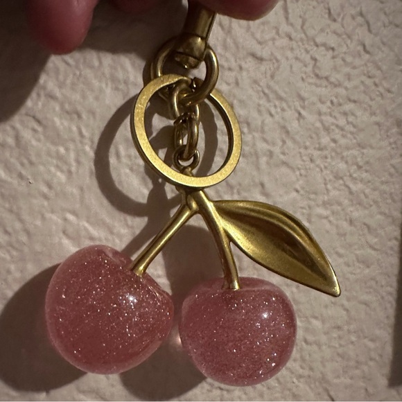 Gold and Pink Cherry sparkle bag charm for your coach bag - Picture 4 of 4
